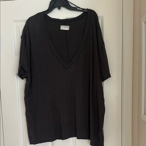 Free People Nina Charcoal V-Neck Tee